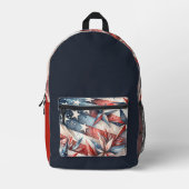 赤（白）と青 プリントバックパック (正面)
