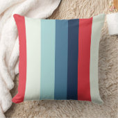 赤（白）と青（青）のストライプ クッション (ブランケット)