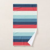 赤（白）と青（青）のストライプ バスタオルセット (ハンドタオル)