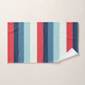 赤（白）と青（青）のストライプ バスタオルセット (ハンドタオル)