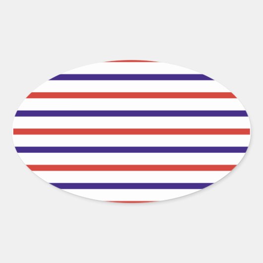 赤（白）と青（青）のストライプ 楕円形シール (正面)