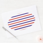 赤（白）と青（青）のストライプ 楕円形シール (封筒)