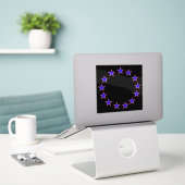 赤（白）と青（青） 13 シール (デスク上のノートパソコン)