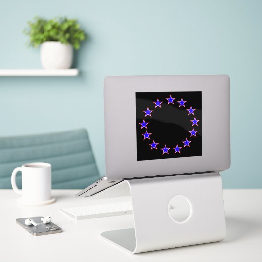 赤（白）と青（青） 13 シール (デスク上のノートパソコン)