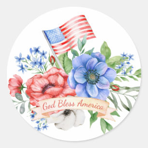 赤(白)と青 God Bless America God Bless ラウンドシール