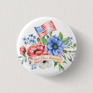 赤（白）と青 God Bless America   God Bless 缶バッジ