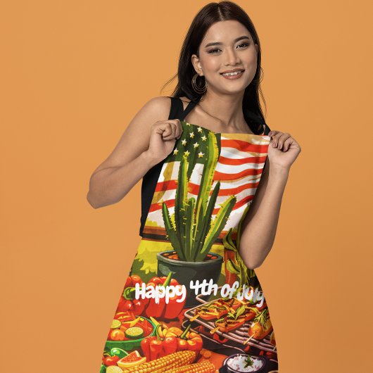 赤、白、サルサのオールオーバープリントエプロン エプロン