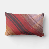 赤、白、タンのメキシコストライプの毛布のテクスチャ ランバークッション (裏面)