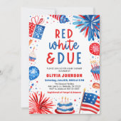 赤、白、デューベビー男女兼用シャワー 招待状 (正面)