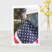 赤、白、ブルーバード カード (黄色い花)