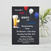 赤、白、ブルー ハウスウォーミングパーティー招待状 招待状 (スタンド正面)