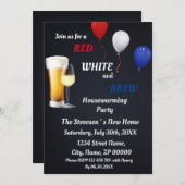 赤、白、ブルー ハウスウォーミングパーティー招待状 招待状 (正面/裏面)