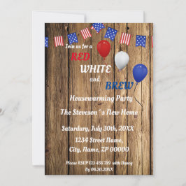 赤、白、ブルー ハウスウォーミングパーティー招待状 招待状