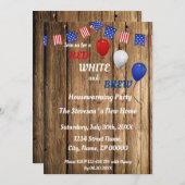 赤、白、ブルー ハウスウォーミングパーティー招待状 招待状 (正面/裏面)