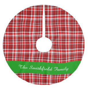 赤（白）プレイドファミリーカスタムネーム2 ブラッシュドポリエステルツリースカート