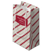 赤、白、ベージュのストライプ スモールペーパーバッグ (正面アングル)