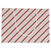赤、白、ベージュのストライプ ラージペーパーバッグ (裏面)