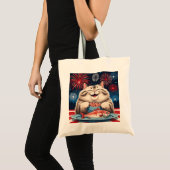 赤・白・マグロ – 7月4日ネコ用トートバッグ トートバッグ (正面(商品))