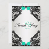 赤、白、ミントグリーンのレース ウェディング 招待状 (裏面)