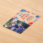 赤・白・二の7月2日フォトバースデーパーティー アクリル招待状 (レイダウン)