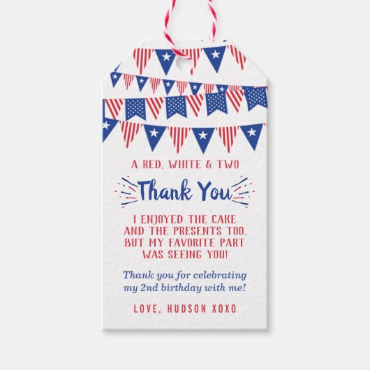 赤、白、二!7月2日の4日パーティー ギフトタグ (正面)