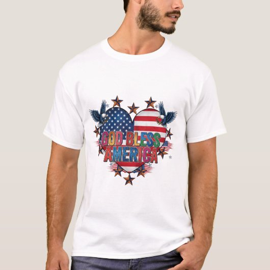 赤・白・愛国はっきりしたプリント集 Tシャツ (正面)