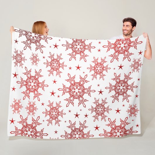 赤,白,明るい,星,布,オーナメントモダン, フリースブランケット (インサイチュ)