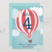 赤(白)熱気球テーブルナンバーカード 招待状 (正面/裏面)