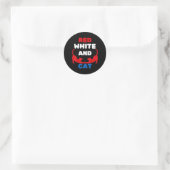 赤 白 猫 愛国心 面白い 猫 アメリカン ラウンドシール (バッグ)