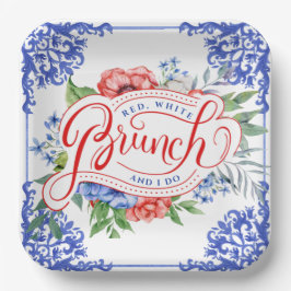 赤、白、私はフローラブライダルブランチ |シャワー ペーパープレート