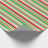 赤、白、緑ののパターストライプン ラッピングペーパー (角)