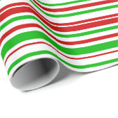 赤、白、緑ののパターストライプン ラッピングペーパー (ロールコーナー)