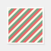 赤、白、緑のキャンディクラシックー・ケーンストライプズ スタンダードカクテルナプキン (正面)