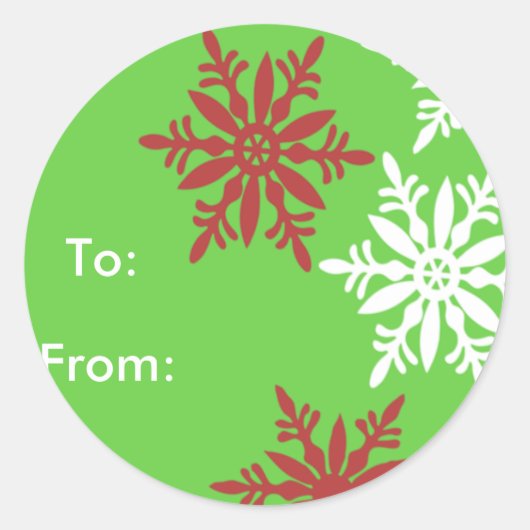 赤、白、緑のギフトラベル ラウンドシール (正面)