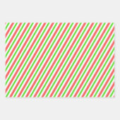 赤、白、緑のクリスマスをテーマにしたストライプ ラッピングペーパーシート (正面2)