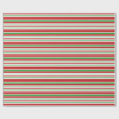 赤、白、緑のクリスマスをテーマにしたストライプ ラッピングペーパー (フラット)