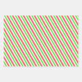 赤、白、緑のクリスマスをテーマにしたストライプ/線 ラッピングペーパーシート (正面3)