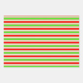 赤、白、緑のクリスマスをテーマにしたライン ラッピングペーパーシート (正面3)