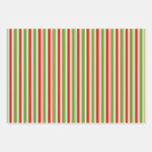 赤、白、緑のクリスマスをテーマにした線 ラッピングペーパーシート (正面3)