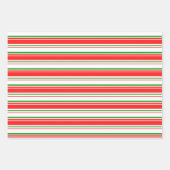 赤、白、緑のクリスマスをテーマにした線 ラッピングペーパーシート (正面)