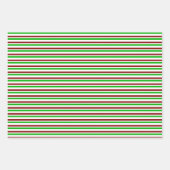 赤、白、緑のクリスマスをテーマにした線 ラッピングペーパーシート (正面3)