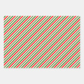 赤、白、緑のクリスマスをテーマにした線 ラッピングペーパーシート (正面)