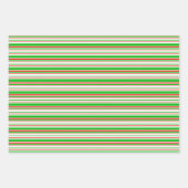 赤、白、緑のクリスマスをテーマにした線 ラッピングペーパーシート (正面2)