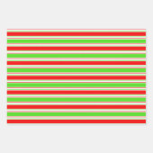 赤、白、緑のクリスマスをテーマにした線 ラッピングペーパーシート (正面)