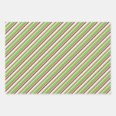 赤、白、緑のクリスマスをテーマにした線 ラッピングペーパーシート (正面3)