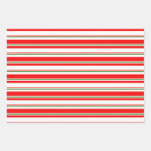 赤、白、緑のクリスマスをテーマにした線 ラッピングペーパーシート (正面)