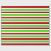 赤、白、緑のクリスマスをテーマにした線 ラッピングペーパー (フラット)