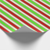 赤、白、緑のクリスマスをテーマにした線 ラッピングペーパー (角)