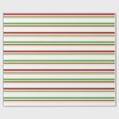 赤、白、緑のクリスマスをテーマにした線 ラッピングペーパー (フラット)