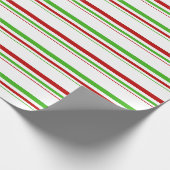 赤、白、緑のクリスマスをテーマにした線 ラッピングペーパー (角)